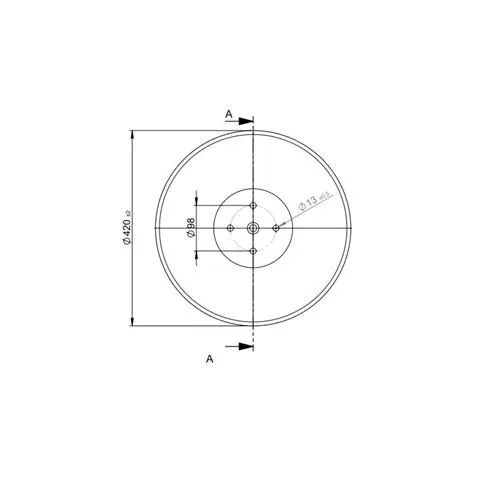 Talerz gładki GRUBER 420 mm, 4 otworowy, grubość 4 mm typ SKF