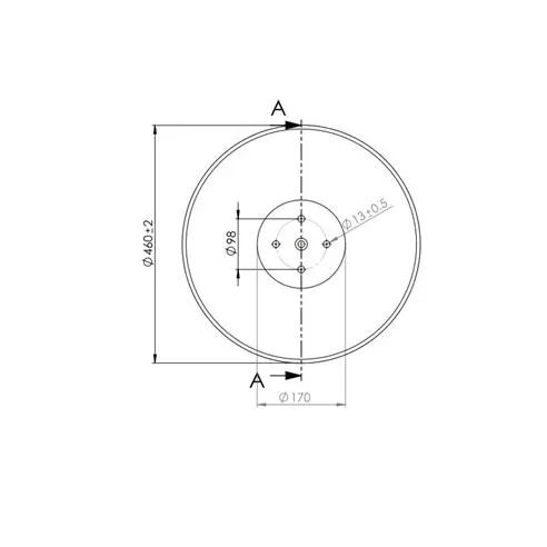 Talerz gładki GRUBER 460 mm, 4 otworowy, grubość 4 mm typ SKF