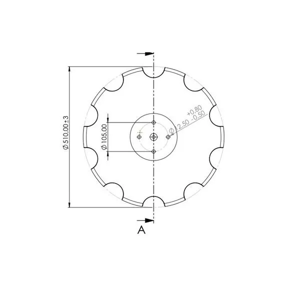 Talerz 510x5, 4x105x12,5 , zębaty, typ Lemken Heliodor nr oryginału 34910027-232090