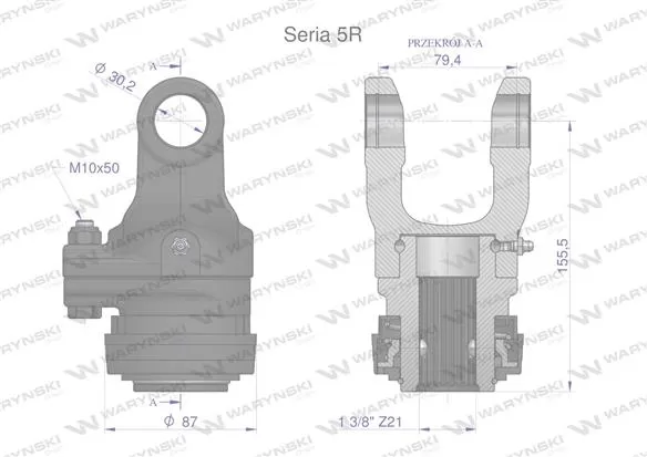 Sprzęgło na kołek wału Seria 5R 2200Nm - 30x80 - 1 3/8 Z21 WARYŃSKI