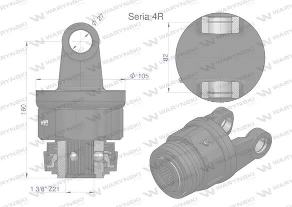 Sprzęgło jednokierunkowe prawe wału Seria 4R - 27x82 - 1 3/8 Z21 WARYŃSKI