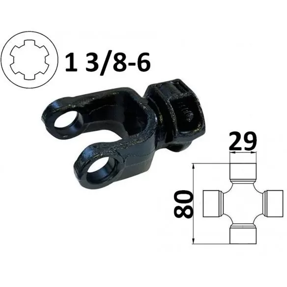 Widłak ciągnikowy 1 3/8-6, na krzyżak 29x80mm