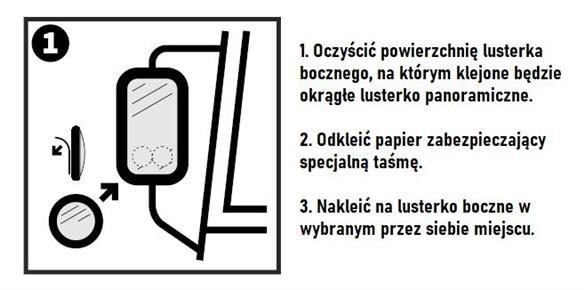 Lusterko okrągłe panoramiczne. lusterko pomocnicze fi-107 mm -klejone bezpośrednio na lusterko boczne