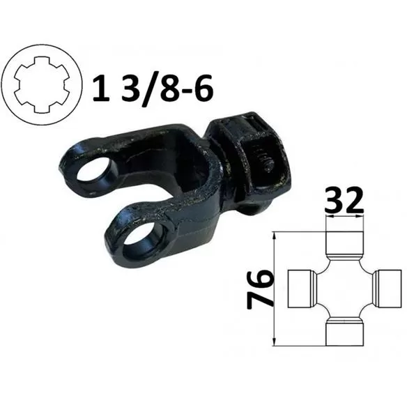 Widłak ciągnikowy 1 3/8-6, na krzyżak 32x76mm