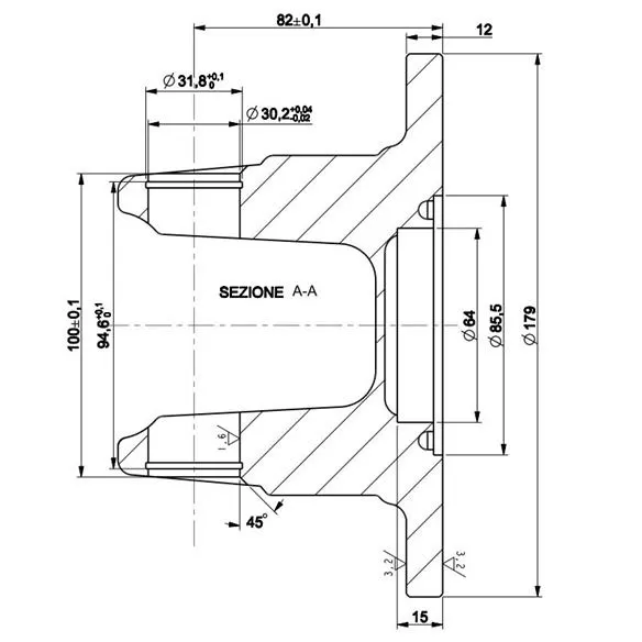 Widłak kołnierzowy kat. 6 sprzęgła ciernego FR3 (180 mm) na krzyżak 30,2x92