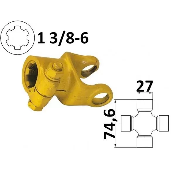 Widłak ciągnikowy 1 3/8-6, na krzyżak 27x74,6 mm