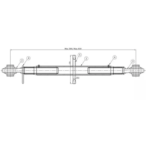 Łącznik centralny kat. 2 30x3 580-830 MM, tuba 450 mm BASIC