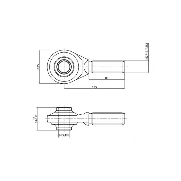 Łącznik centralny kat. 2 27x3 długość rury 180 mm dł 298-380 mm