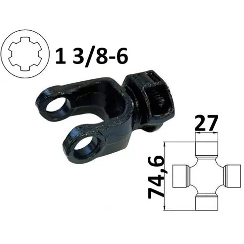 Widłak ciągnikowy 1 3/8-6, na krzyżak 27x74,6mm, 01407