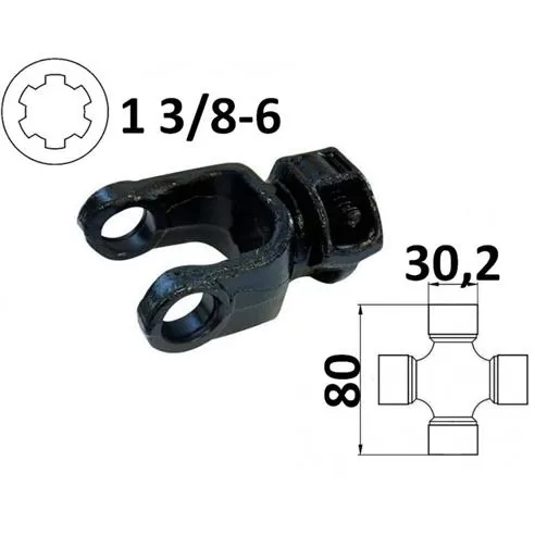 Widłak ciągnikowy 1 3/8-6, na krzyżak 30,2x80mm, 00817