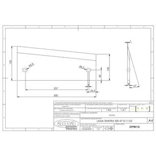 Nóż wału uprawowego napawany skośny LEWY 300x100x130 mm, jednostronny, ostrze 1mm