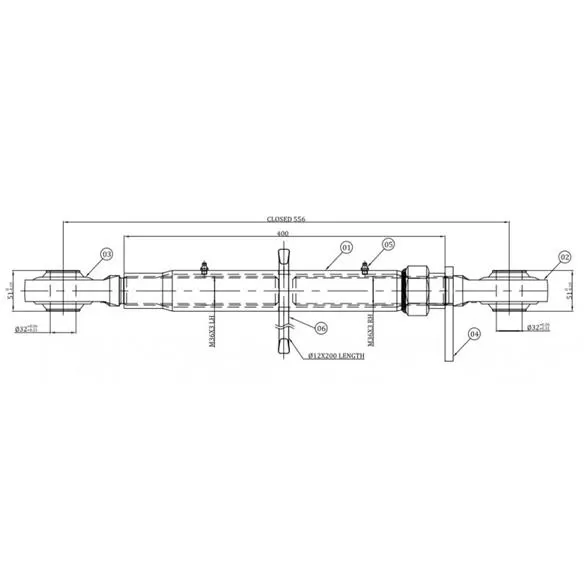 Łącznik centralny kat. 3, 36x3, długość rury 400 mm, zakres pracy: 550-855 mm, z nakrętką.