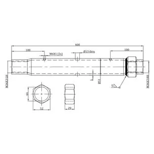 Łącznik centralny kat. 3, 36x3, długość rury 400 mm, zakres pracy: 550-855 mm, z nakrętką.