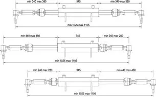 SIŁOWNIK HYDRAULICZNY DO WSPOMAGANIA Z PRZEGUBAMI MOCOWANIE 180 STOPNI SKOK 2X90