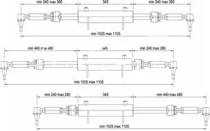 SIŁOWNIK HYDRAULICZNY DO WSPOMAGANIA Z PRZEGUBAMI MOCOWANIE 180 STOPNI SKOK 2X90