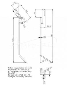 Palec zagarniający siewnika POZNANIAK 6  prawy 2 fi-8 3078100190, 3078100171