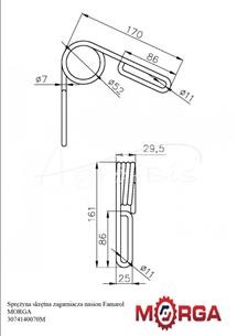 Sprężyna skrętna zagarniacza nasion Famarol malowane proszkowo MORGA 3074140076 3074140070M