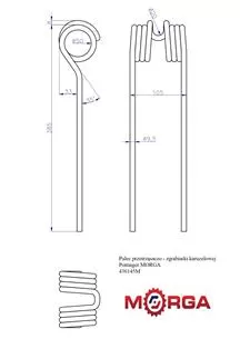 Palec przetrząsaczo - zgrabiarki karuzelowej 436145 Pottinger malowane proszkowo MORGA