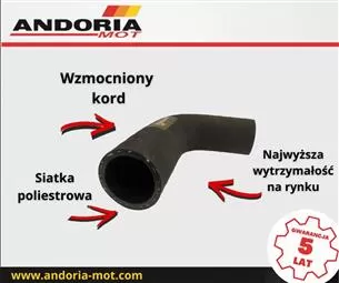 Przewód (rura wody) gumowy górny chłodnicy zbrojony kord C-330 Andoria-Mot-96424