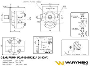 Pompa zębata N-909A P2AP1907R2B2A Ładowarka teleskopowa JCB 520, 520-4 Waryński