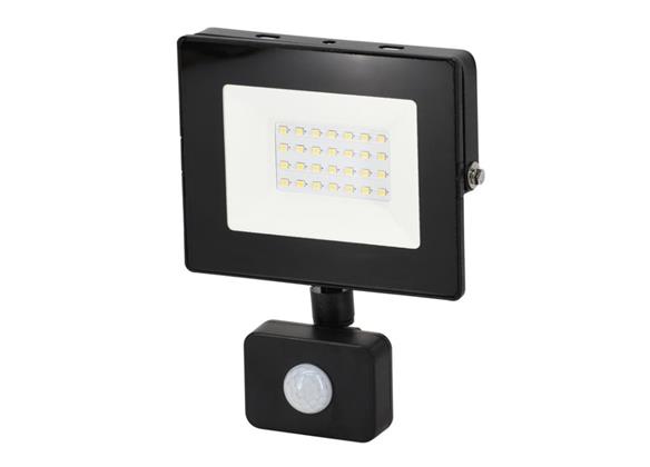 Naświetlacz, Lampa LED SMD 230V 20W 4000K 1640LM IP65 CZARNY Z CZUJNIKIEM RUCHU