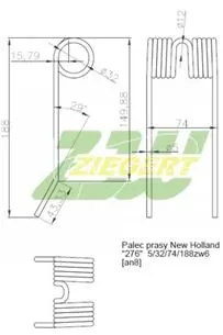 Palec podbieracza prasy New Holland 276 80131673, 131673, 80916061, 86551419, 86632007, 87394243, 87394242, 84822014, 87052855