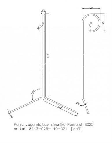 Palec zagarniający siewnika Famarol S025 3025140021