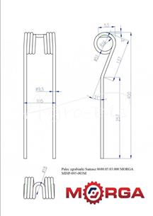 Palec zgrabiarki 395mm Samasz malowane proszkowo MORGA MISP095003M