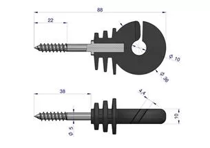 Izolator do drutu i plecionki z wkrętem do drewna ( sprzedawane po 250 ) 166844306