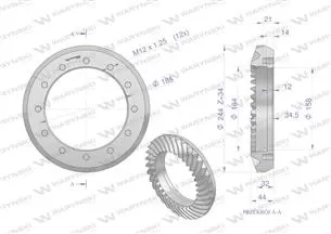 Wałek atakujący z kołem talerzowym C-385 śruby M12 80170989 WARYŃSKI