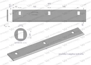 Nóż walca zrywacza napawany 400x63x6 otwory 3x20mm zastosowanie Capello WARYŃSKI