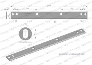 Nóż walca zrywacza napawany 570x54x5 otwory 6x23.7mm DR11030 zastosowanie Olimac WARYŃSKI