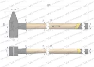 Młotek ślusarski 4 kg ciężki z bukowym trzonkiem Waryński