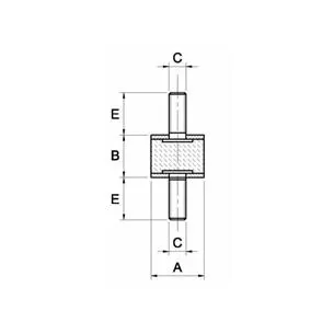 Amortyzator gumowy męski/męski typ A, Fi 20x25 mm, M6x16 mm, walcowy ( na zawieszce )