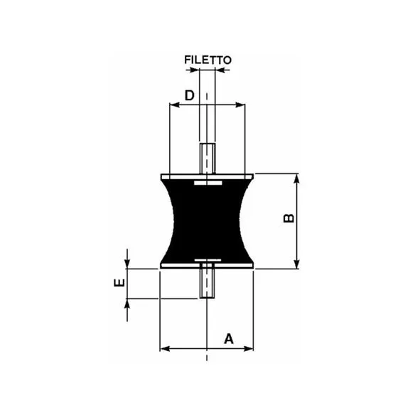 Amortyzator gumowy męski/męski typ A, Fi 24x20 mm, M6x10 mm, zwężony