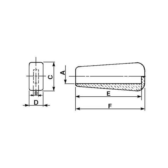 Uchwyt gumowy nasadzany, płaski 20x4x70mm