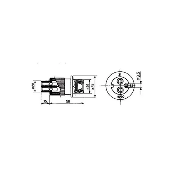 Wtyczka 3-pinowa 12/24V 2x25A+1x5A