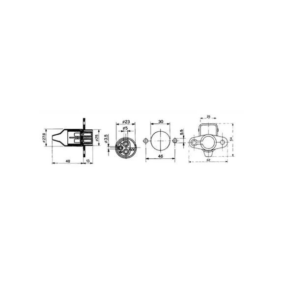 Gniazdo 3-pinowe 12/24V 2x25A+1x5A COBO