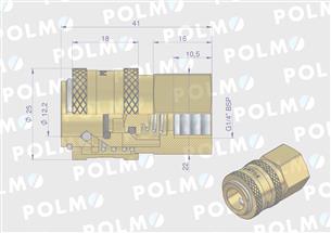 Szybkozłącze pneumatyczne P26 NW7.2 gniazdo 1/4"BSP gwint wewnętrzny POLMO ( sprzedawane po 5 )