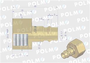 Szybkozłącze pneumatyczne P26 NW7.2 wtyczka 1/2"BSP gwint wewnętrzny POLMO ( sprzedawane po 5 )