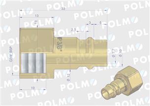 Szybkozłącze pneumatyczne P26 NW7.2 wtyczka 3/8"BSP gwint wewnętrzny POLMO ( sprzedawane po 5 )