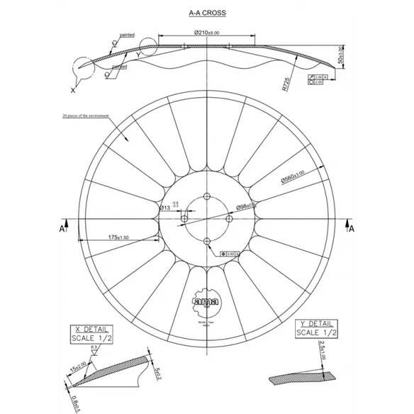 Talerz 560 mm, 4 otworowy, grubość 5 mm BULDOG DISC