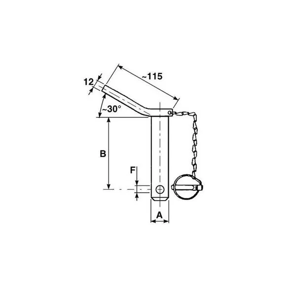 Sworzeń zaczepu z łańcuszkiem i zawleczką 25 x 175 mm