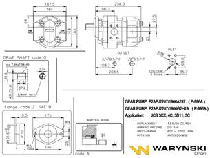 Pompa podwójna zębata P-996A P2APJ2207/1906A297 P2APJ2207/1906G2H1A Koparko ładowarka JCB 3CX/3D/3CX-2/3CX-4/3D-2/3D-4 Waryński