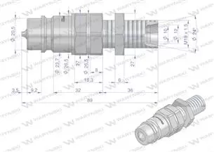 Szybkozłącze hydrauliczne wtyczka long M18x1.5 gwint zewnętrzny EURO (9100818W) (ISO 7241-A) Waryński (opakowanie 10szt)