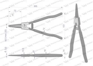 Szczypce do pierścieni osadczych 300 mm zewnętrzne proste Waryński