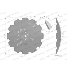 Talerz uzębiony Z-12 fi 610 mocowanie 4/115 grubość 5 mm zastosowanie Mandam Waryński W-7610250