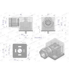 Wtyczka elektryczna (SP666) do zasilania cewek elektromagnetycznych 12V I 24V z diodą i uszczelką VOIMA V-WTYK-D