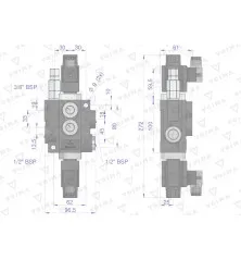 Rozdzielacz hydrauliczny 1-sekcyjny sterowany elektrycznie 12V 40L VOIMA V-R40L-1E