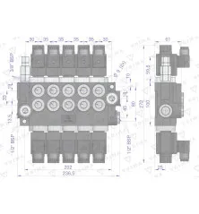 Rozdzielacz hydrauliczny 5-sekcyjny sterowany elektrycznie 12V 40L VOIMA V-R40L-5E